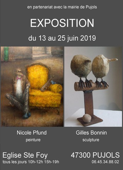Exposition de Nicole Pfund peintures et Gilles Bonnin sculptures