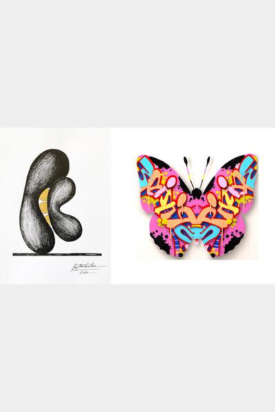 Brigitte NaHoN – Dessins de sculptures & Sylvain Lang Urban Butterfly
